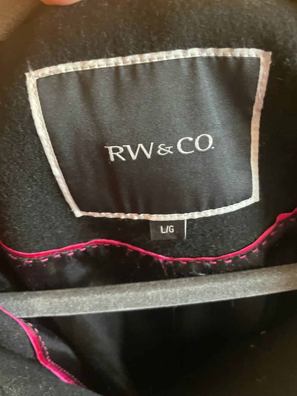 RW&CO. Black Double-Breasted Wool Trench Coat with Belt size L - Picture 3 of 3